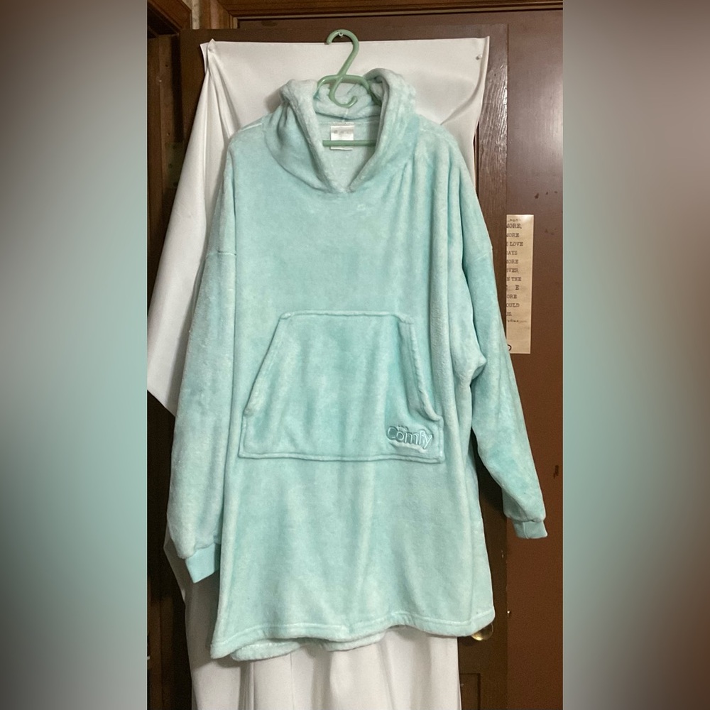 Comfy: The original comfy one size Cozy turquoise Fleece warm Sweater blanket
